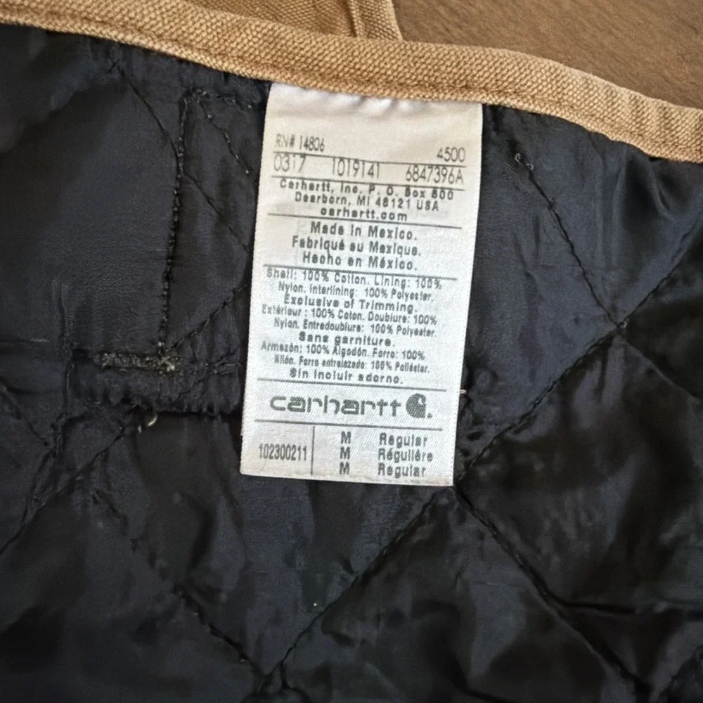 Carhartt Insulated Dog Coat Size M Brown Black Cotton Canvas Used